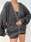 Cardigan a righe oversize vintage anni '80 Taglia M