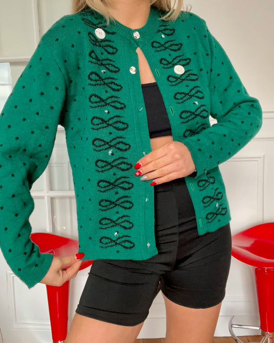 Cardigan à motifs vintage 80s Taille M