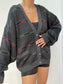 Cardigan a righe oversize vintage anni '80 Taglia M