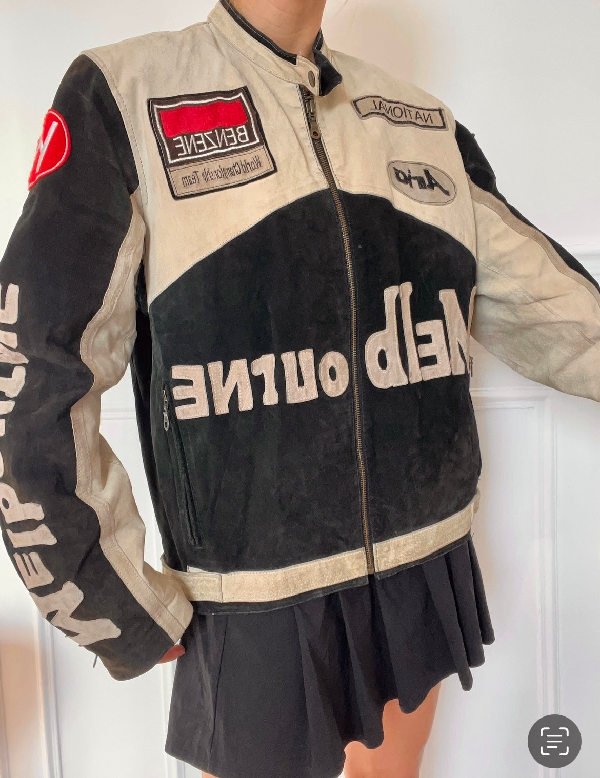 Giacca da motociclista oversize vintage anni '80 taglia M