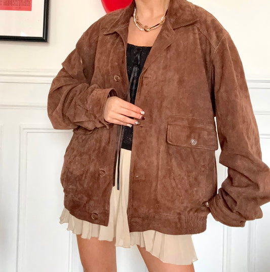 Veste oversize en daim vintage 80s Taille L