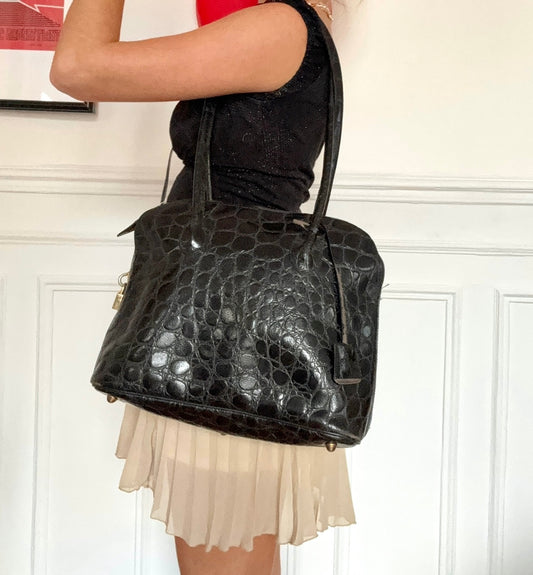 Sac à main en cuir vintage 80s