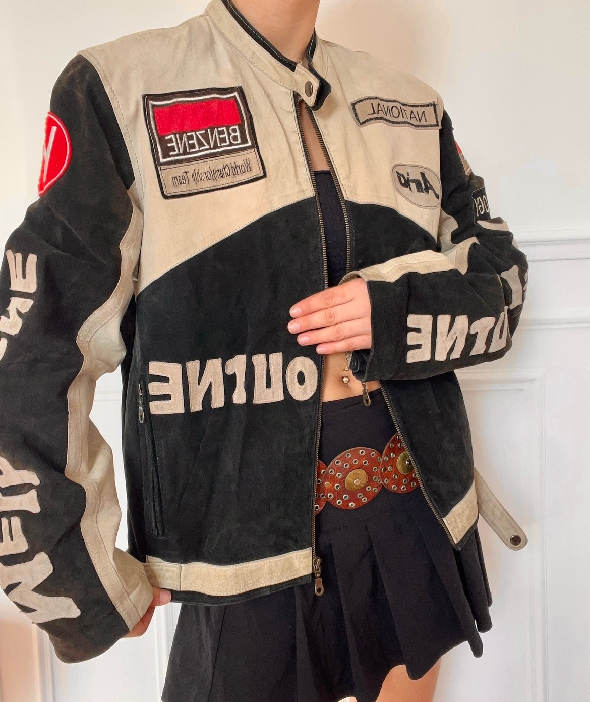 Giacca da motociclista oversize vintage anni '80 taglia M